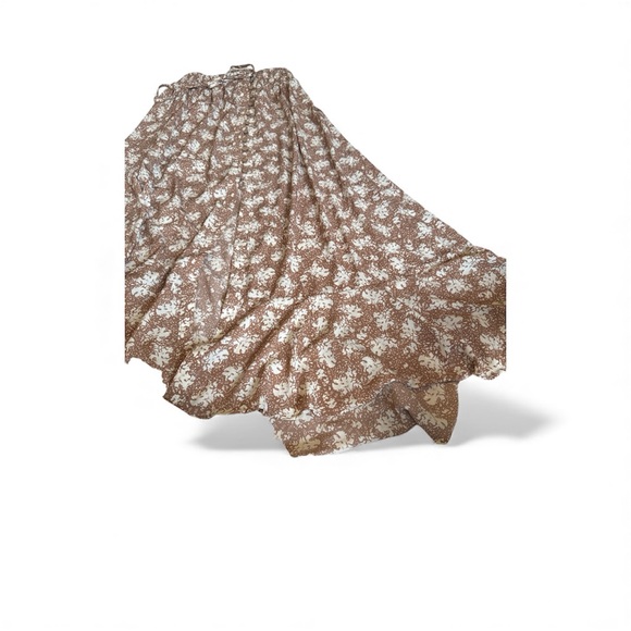 Promesa-Brown & Cream  Maxi Skirt with front slit and button detail. - Picture 7 of 7